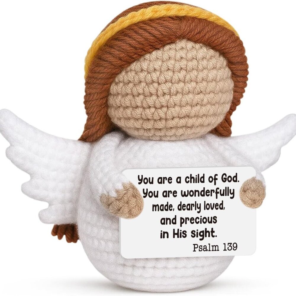 Crochet Angel with Psalm 139 Bible Verse Religious Gift for Women and Kids